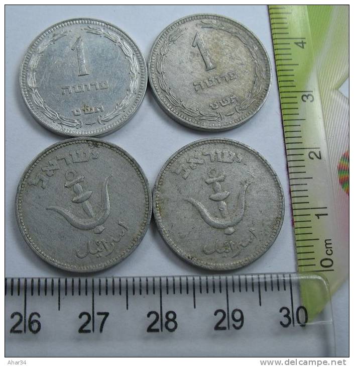 TEMPLATE LISTING ISRAEL LOT 4 COINS 1  PRUTA PRUTAH 1949 KM#9  COIN. - Other - Asia