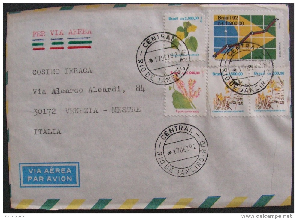 BRASIL BRAZIL BRASILE 1992 92 Economy Usato Su Busta Used Cover - Cartas & Documentos