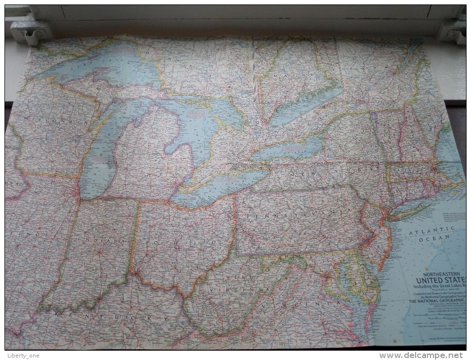 NORTHEASTERN U.S ( Atlas Plate 6 National Geographic ) Scale : 2,851,200 Or 45 Miles To The Inch / Anno 1959 ! - World