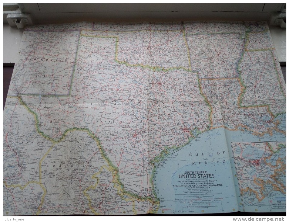 SOUTH CENTRAL U.S. ( Atlas Plate 10 National Geographic ) Scale : 2,851,200 Or 45 Miles To The Inch / Anno 1961 ! - Monde