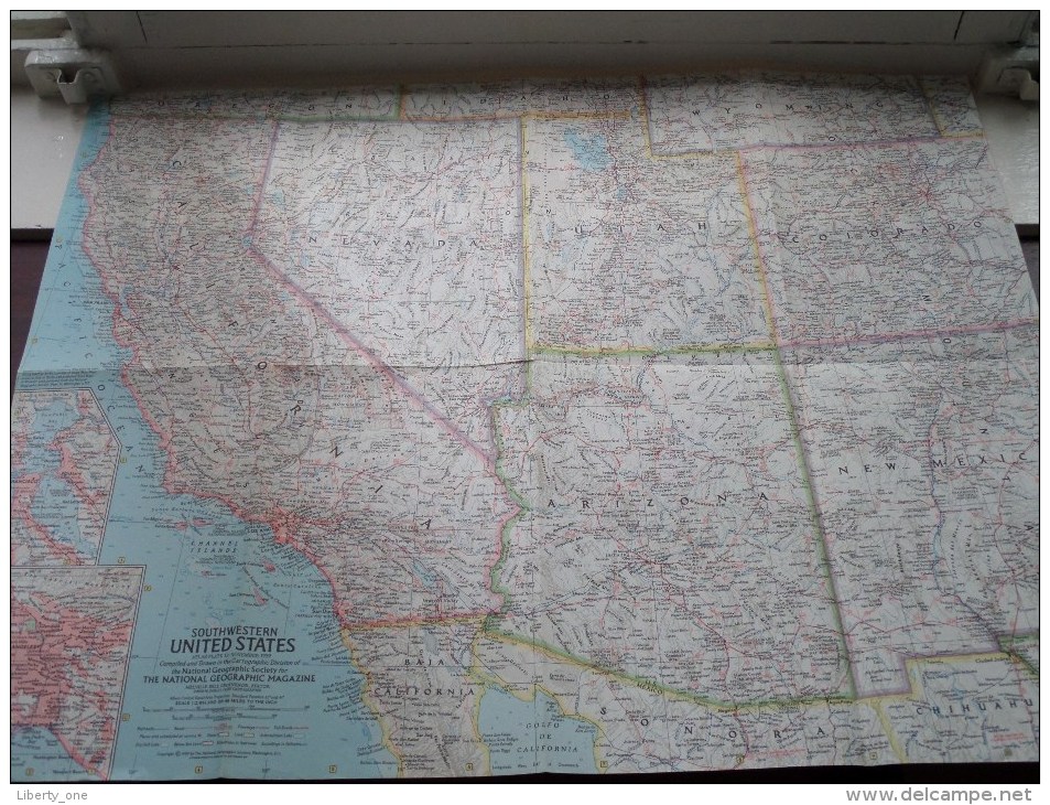 SOUTHWESTERN U.S. ( Atlas Plate 12 National Geographic ) Scale : 2,851,200 Or 45 Miles To The Inch / Anno 1959 ! - Wereld