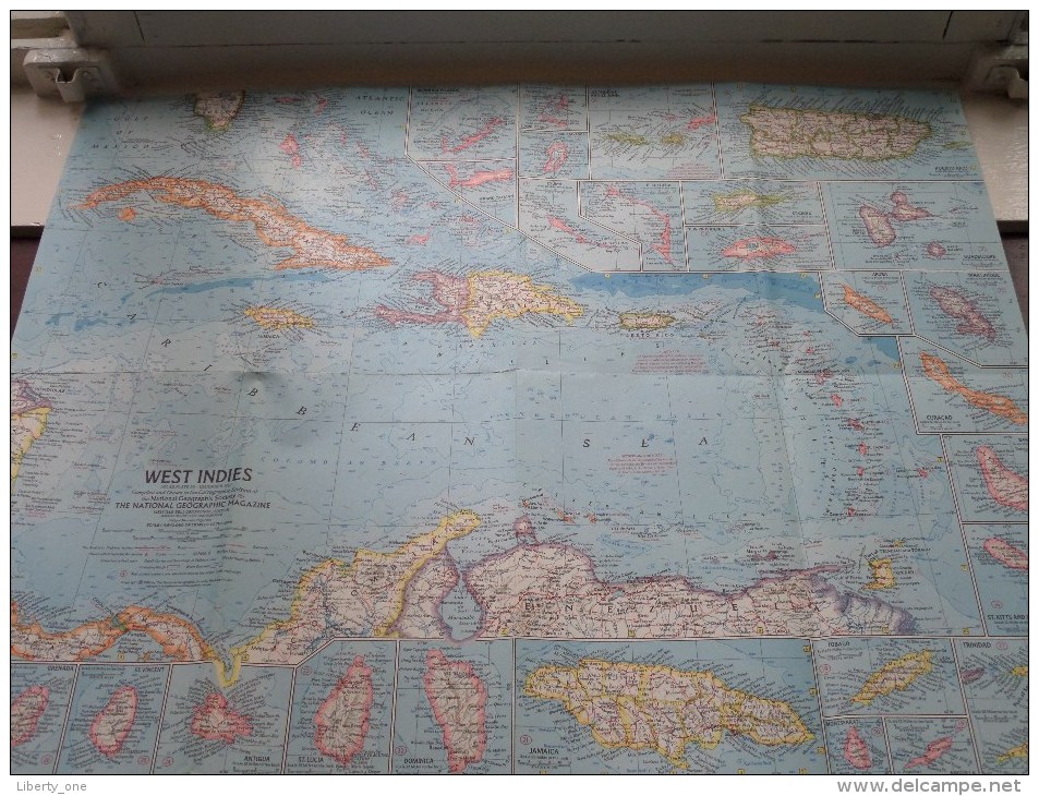 WEST INDIES ( Atlas Plate 23 National Geographic ) Scale : 4,942,080 Or 78 Miles To The Inch / Anno 1962 ! - Monde