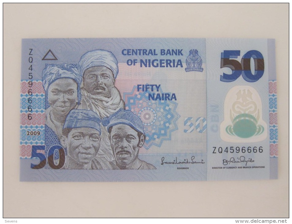 2009 Central Bank Of Nigeria,50 Naira Plastic Note, Last 4 Serial Number Specially With 6666 - Nigeria