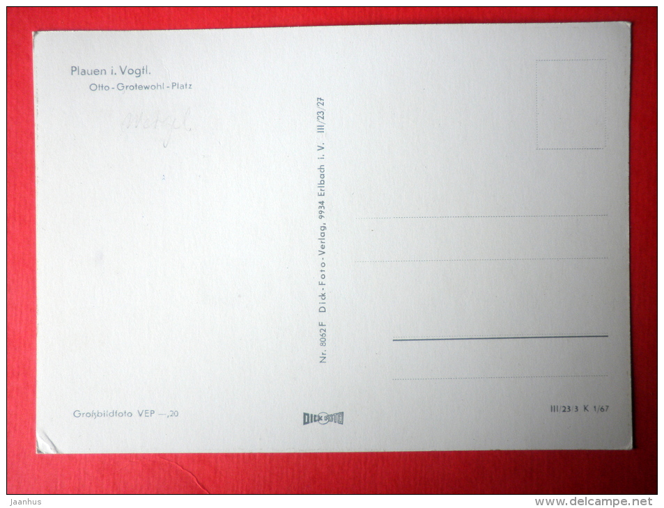 Otto Grotewahl Square - Plauen Im Vogtland - 1967 - Germany DDR - Unused - Plauen