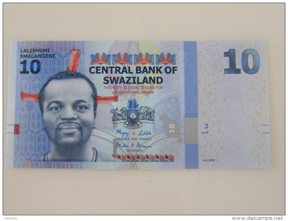 2010 Central Bank Of Swaziland,10 Emalangni , Last 3 Serial Number Specially With 666 - Swasiland