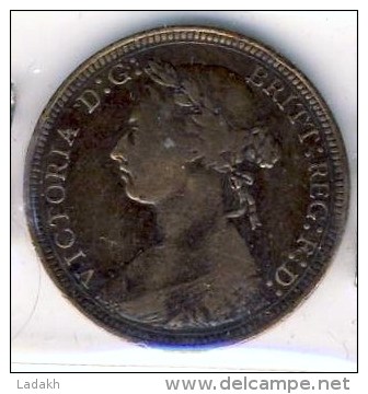 MONNAIE ANGLAISE   VICTORIA  TETE JEUNE 1890 #  1/2  HALF DEMI PENNY # - Autres & Non Classés