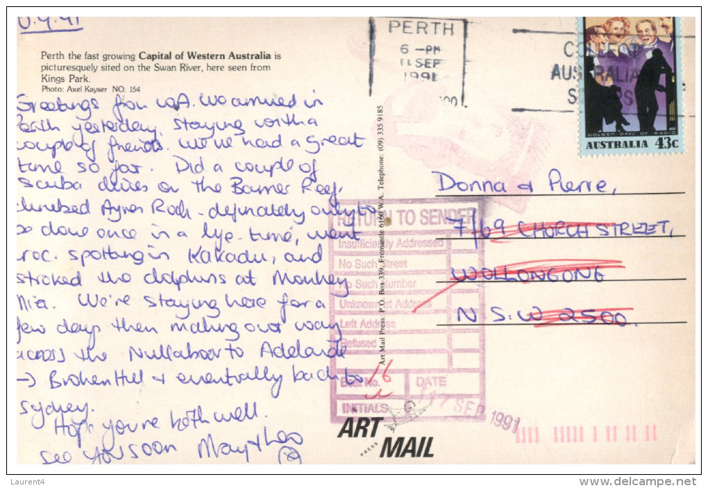 (PH 717) Australia RTS - DLO Postcard - WA - Perth - Perth