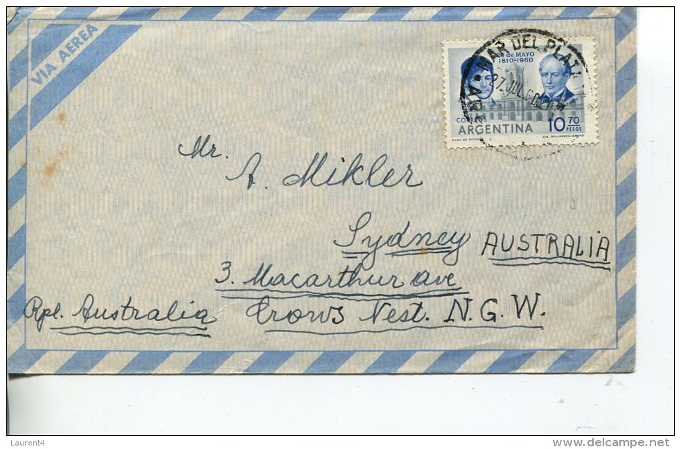 (PF 818) Argentina To Australia Air Mail Letter - 1960 ? - Briefe U. Dokumente