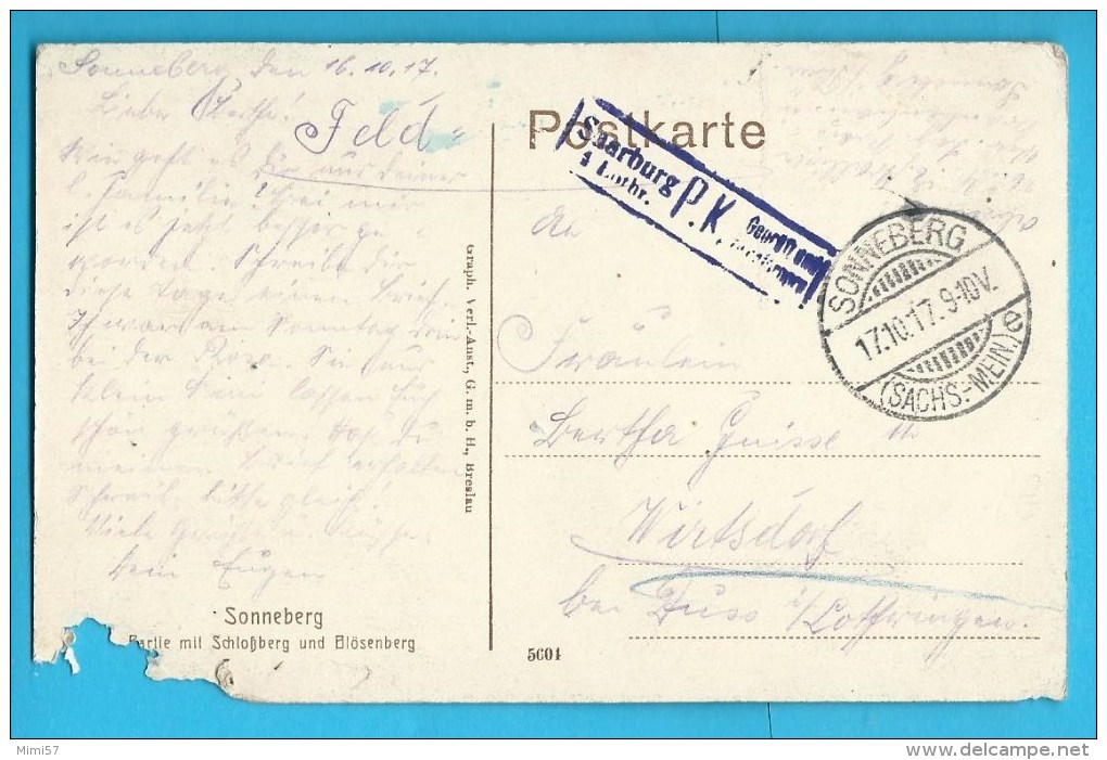 C.P.A. SONNEBERG 1917 / Cachet Militaire Saarburg P.K. - Sonneberg