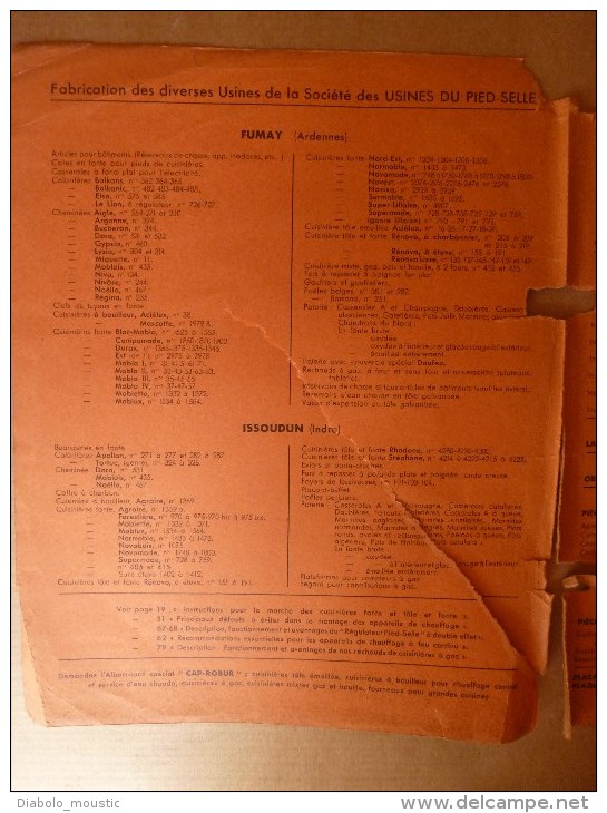 1937 Couverture Du Catalogue  USINES Du PIED-SELLE (Chauffage,Réchauds à Gaz,Poterie,...etc) Avec Vue Sur Usine De FUMAY - 1900 – 1949