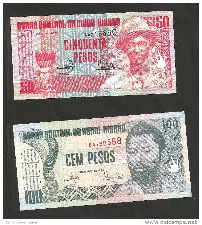 [NC] GUINEA - BISSAU - 50 / 100 PESOS (1990) - LOT Of 2 DIFFERENT BANKNOTES - Guinea–Bissau