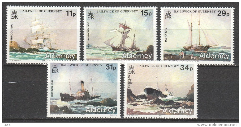 Alderney 1987 Mi 32-36 MNH SHIPS - Boten