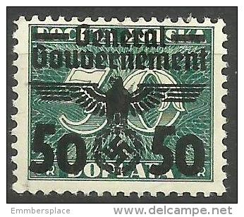 Poland - 1940 General Government Overprint & Surcharge 50g On 30g MH *  SG 386c  Sc N53 - General Government