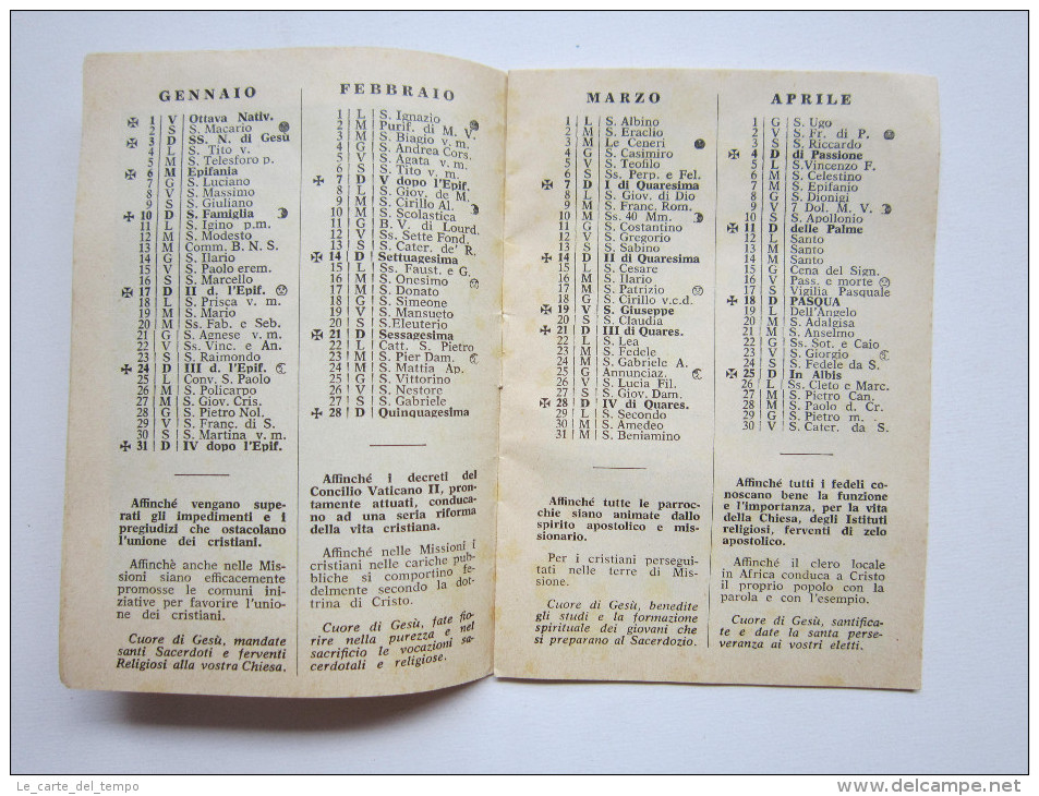 Calendario/Calendarietto 1965 (Papa Paolo VI - Atenagora I) Ed. La Fiamma Del S.Cuore - Formato Grande : 1961-70