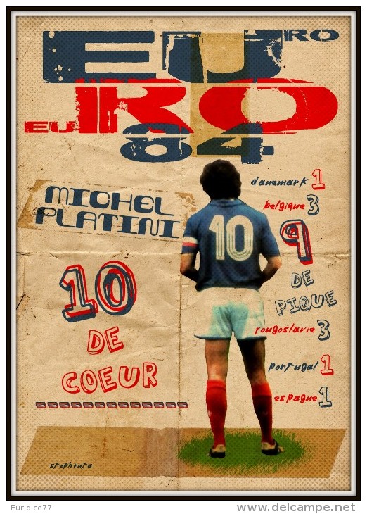 CARTEL AFFICHE REPRODUCTION - EURO 84 - MICHEL PLATINI Size : 22x16 Cm. Aprox. - Afiches