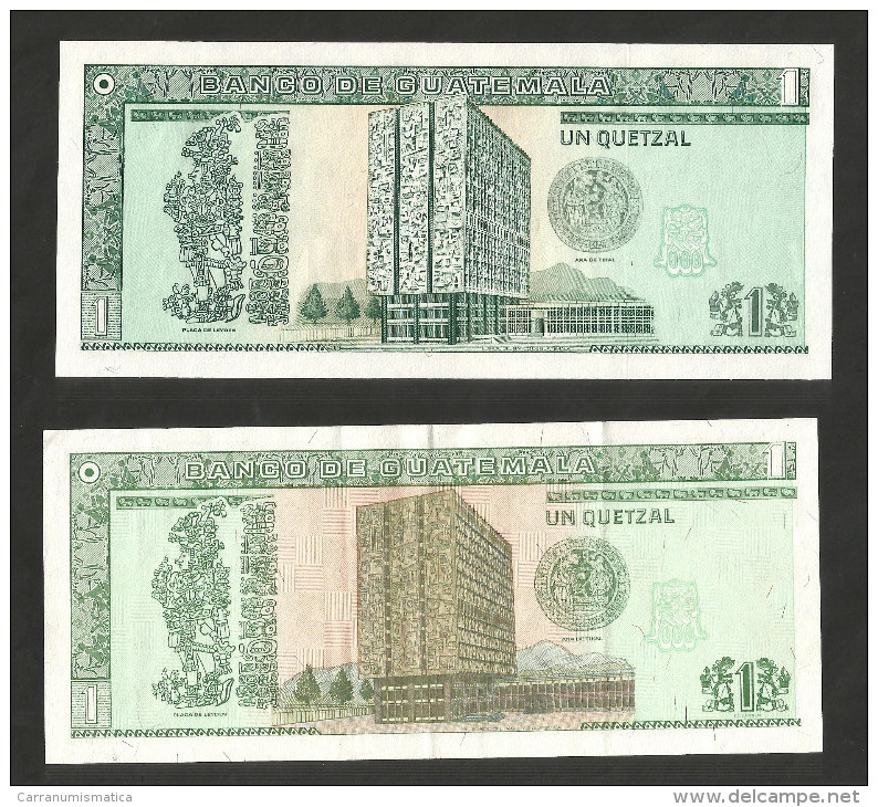 [NC] GUATEMALA - BANCO De GUATEMALA - 1 QUETZAL (1991 / 1994) - LOT Of 2 DIFFERENT BANKNOTES - Guatemala