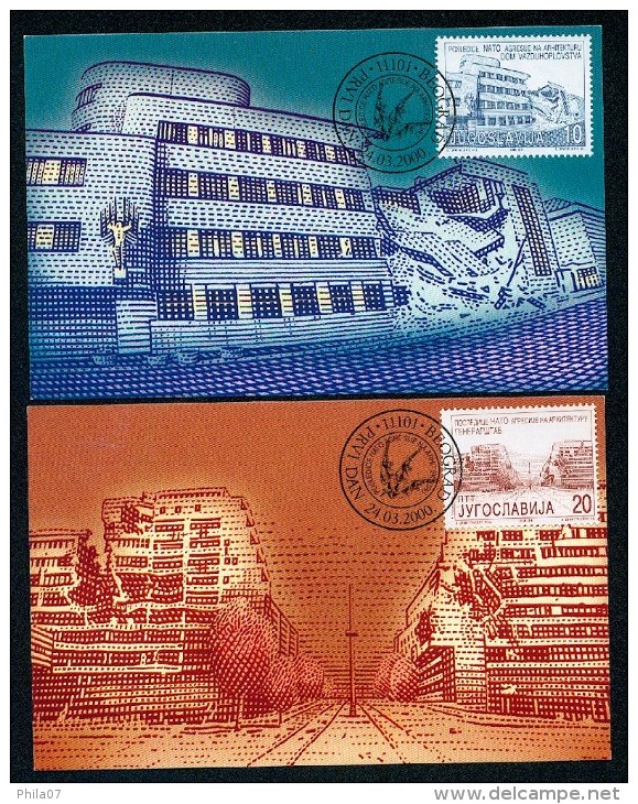 Yugoslavia 2000. Maximum Cards - ´Posljedice NATO Bombardiranja Na Arhitekturi.´ - Maximumkarten