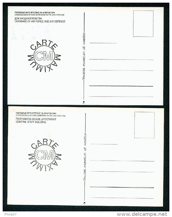 Yugoslavia 2000. Maximum Cards - ´Posljedice NATO Bombardiranja Na Arhitekturi.´ - Cartes-maximum