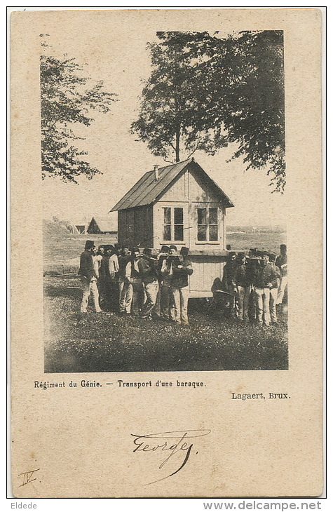 Berchem 1903 Vers Hasselt Regiment Du Genie Transport D Une Baraque Hommes Forts Lagaert - Autres & Non Classés