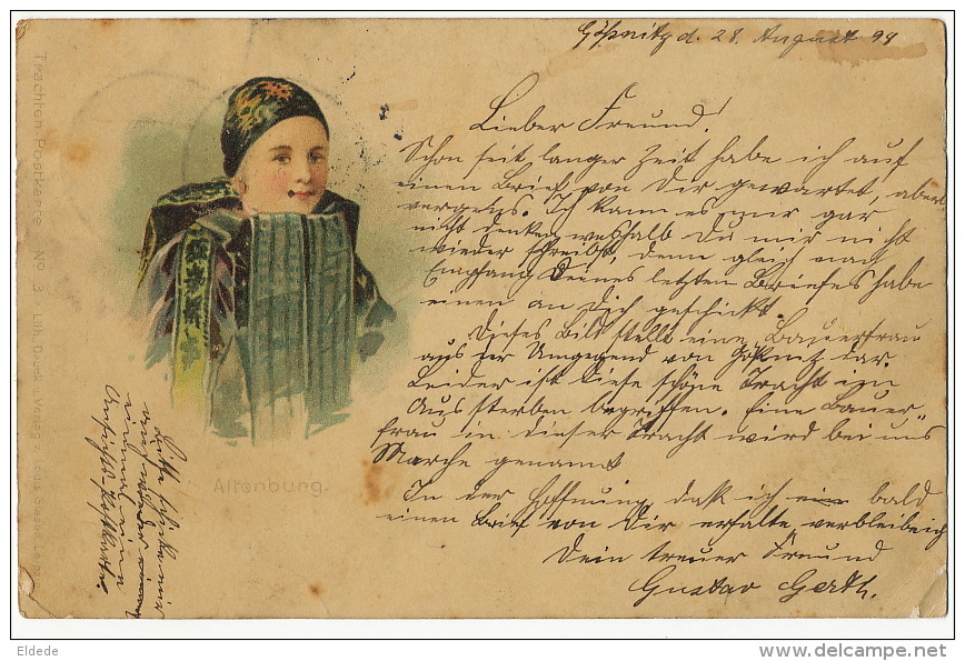Goessnitz Art Card 1899 Altenburg To Chauffailles Litho Louis Glaser - Gössnitz