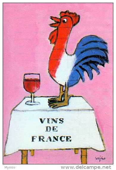 SAVIGNAV Vins De France  Nouvelles Images 1983, Table, Nappe, Coq Tricolore, Verre De Vin - Savignac