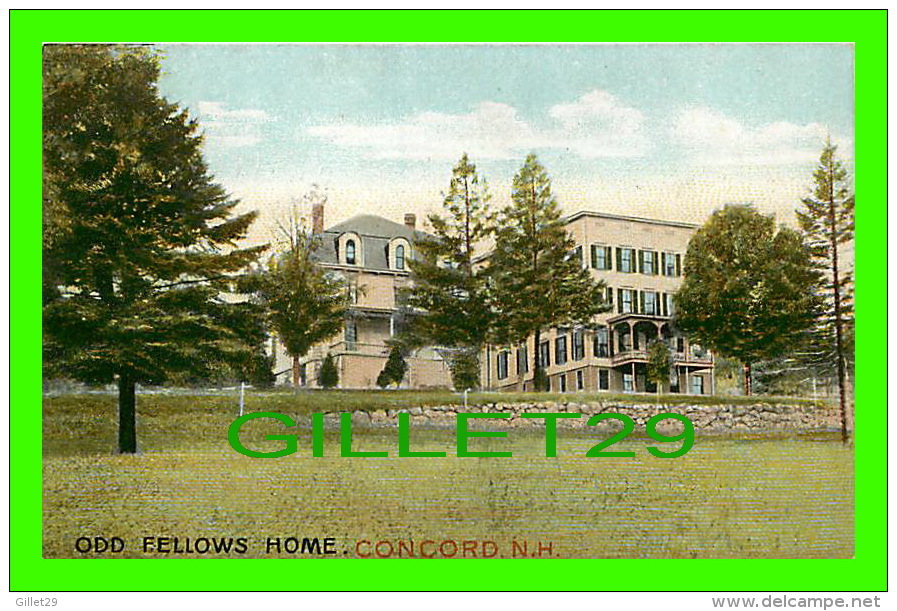 CONCORD, NH - ODD FELLOWS HOME  - TRAVEL IN 1908 - UNDIVIDED BACK - THE HUGH C. LEIGHTON CO - - Concord