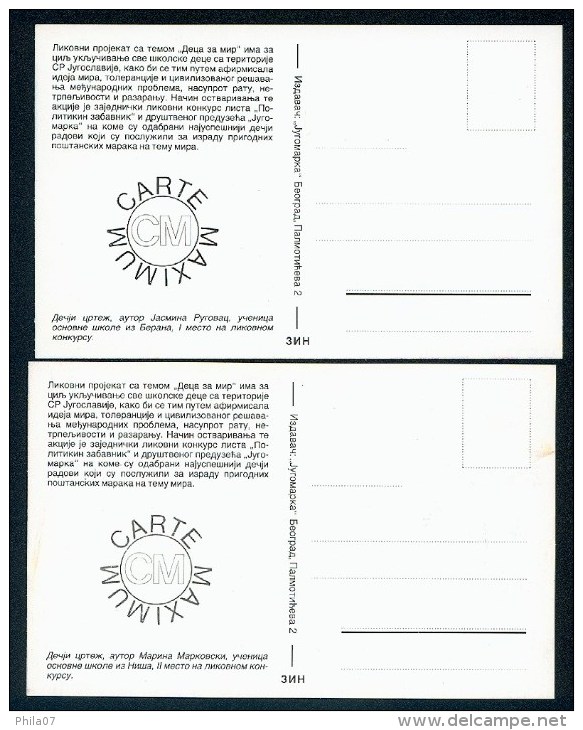 Yugoslavia 1993. Maximum Cards - ´Djeca Za Mir (Children For Peace)´ - Maximumkaarten