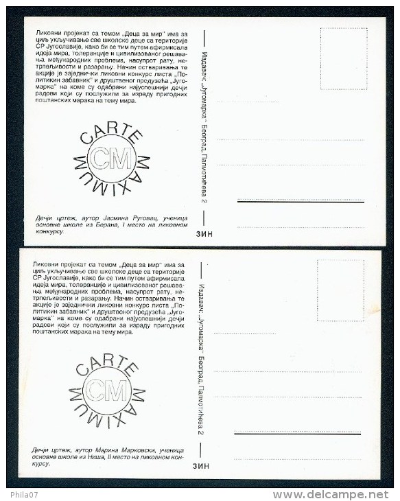 Yugoslavia 1993. Maximum Cards - ´Djeca Za Mir (Children For Peace)´ - Cartes-maximum