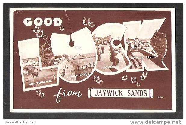 GOOD LUCK FROM JAYWICK SANDS USED 1955 CLACTON ON SEA ESSEX OLD POSTCARD - Autres & Non Classés