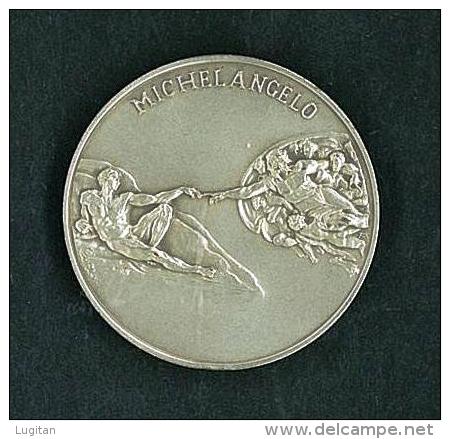 NUMISMATICA - RARA MEDAGLIA ORIGINALE DEI MUSEI VATICANI -  MICHELANGELO  - ARGENTO 1° EMISSIONE ANNO 1992 - LA GENESI - Autres & Non Classés