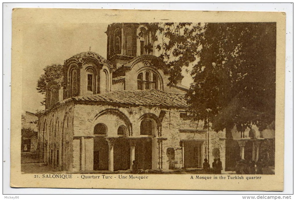 Grèce-SALONIQUE--1920--Qu Artier Turc--Une Mosquée (animée)  N°21  Phototypie Baudinière-------------------------------- - Grèce