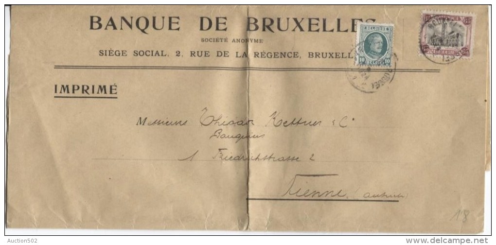 TP 194-182 S/Manchon De La Banque De Bxl En 1924 Tarif Imprimé V.Vienne Autriche PR731 - Covers & Documents