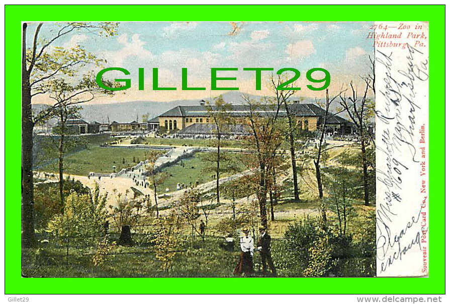 PITTSBURG, PA - ZOO IN HIGHLAND PARK - ANIMATED - TRAVEL IN 1906 -  SOUVENIR POST CARD CO - UNDIVIDED BACK - - Pittsburgh