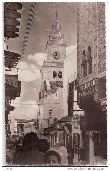 CPSM - TANGER (Maroc) - Eglise Espagnole - Petit Socco Et Rue Siaghines - Tanger