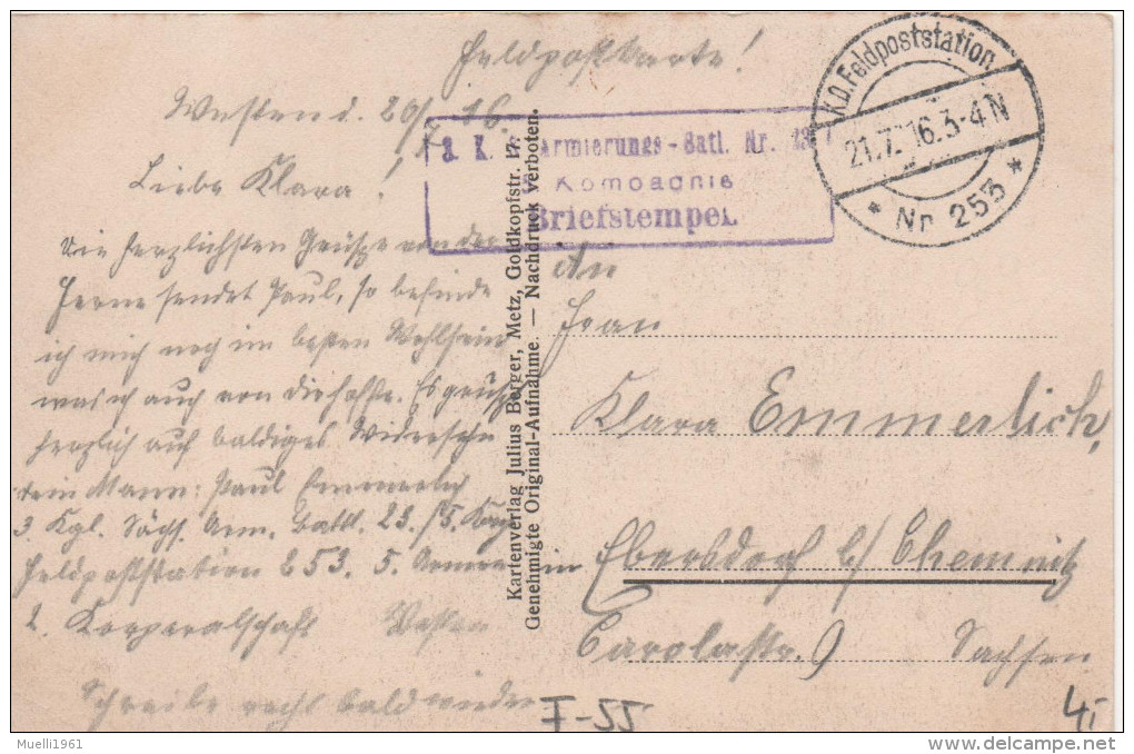 Nr.  1411,  Feldpost , 1916,  Etong - War 1914-18