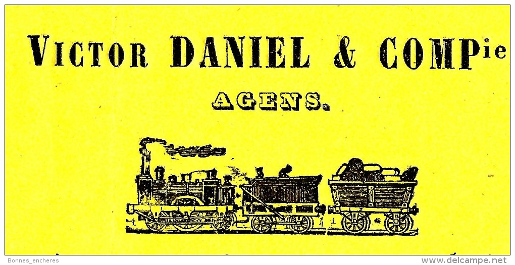 LETTRE DE VOITURE/ ROULAGE VICTOR DANIEL AGEN(S) Lot &Garonne  CH. DE FER DU GARD 1846 SURPAPIER JAUNE T.B.E. V.SCANS - 1800 – 1899