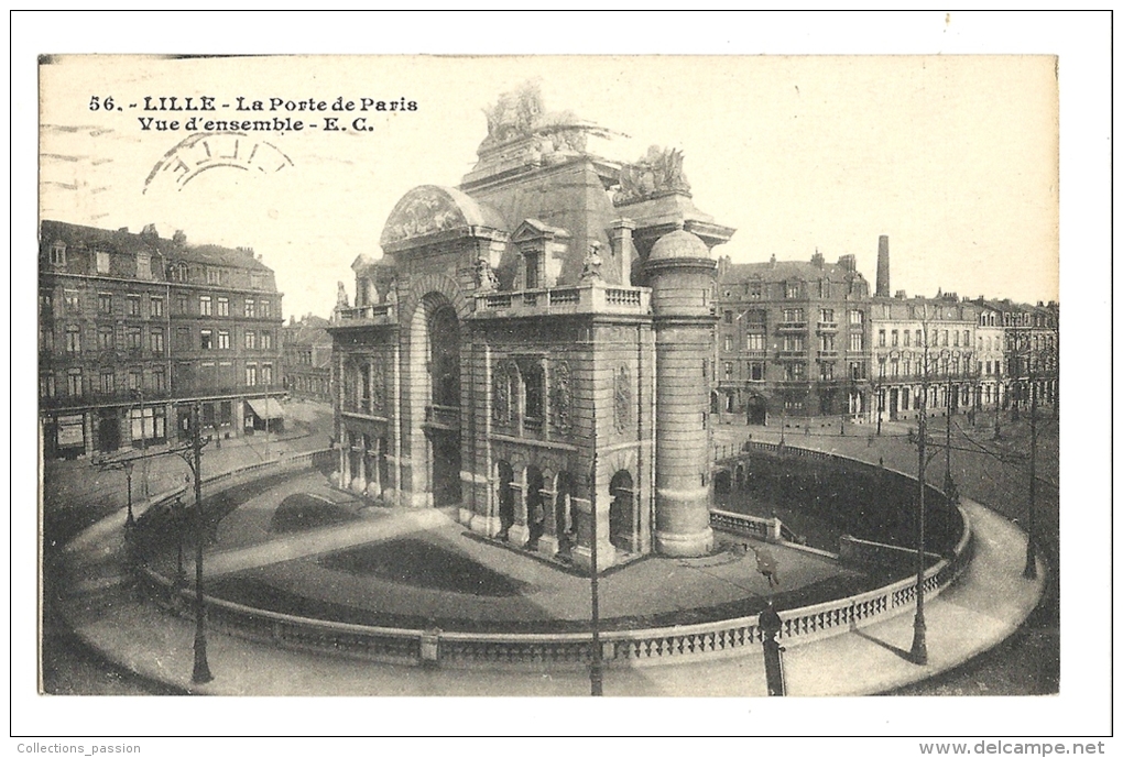 Cp, 59, Lille, La Porte De Paris, Vue D'Ensemble, Voyagée 1929 - Lille