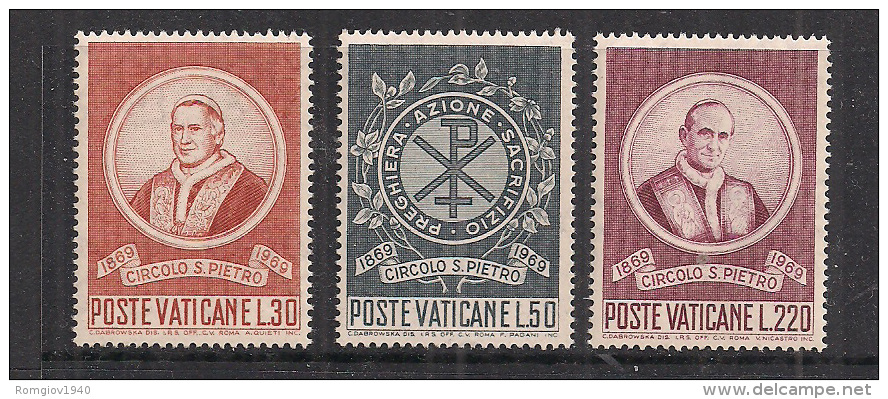 VATICANO     1969        FONDAZIONE CIRCOLO DI SAN PIETRO      SASS. 476-478      MNH    XF - Nuovi