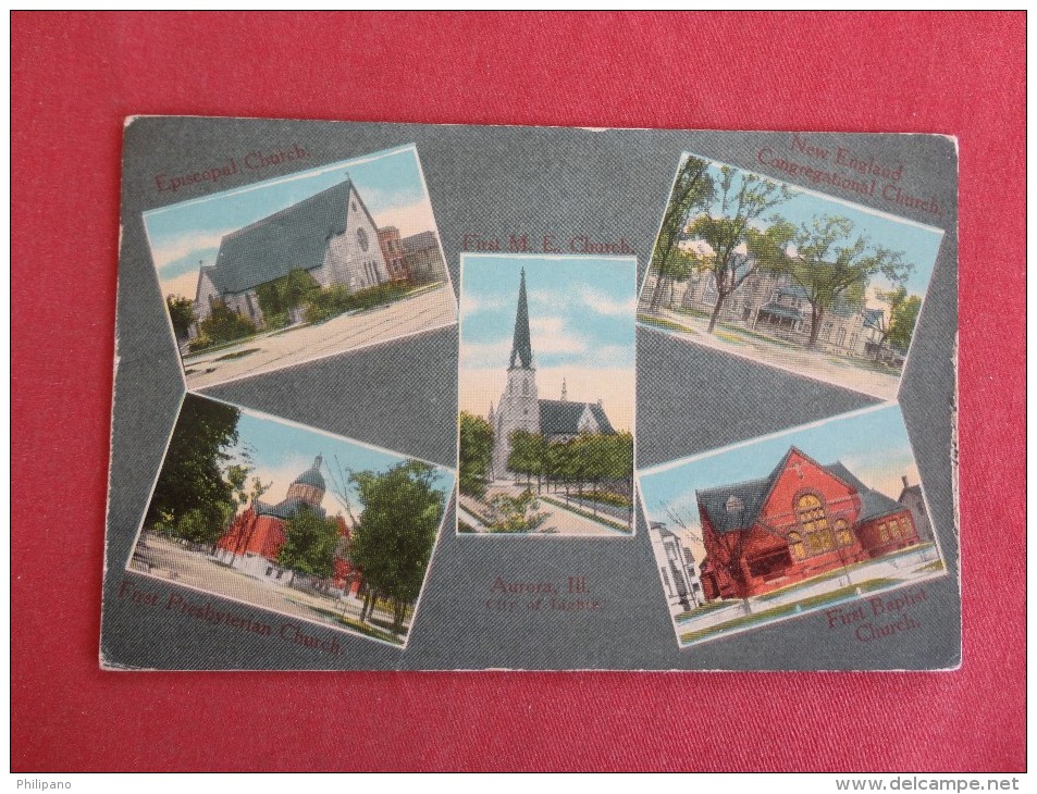 - Illinois> Aurora Ilinois Multi View Churches  1914 Cancel     Ref-1346 - Aurora (Ilinois)