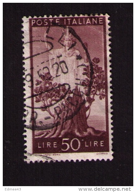 Timbre Oblitéré Italie, Démocratie, 50 Lire, Garrasi, 1945 - Used