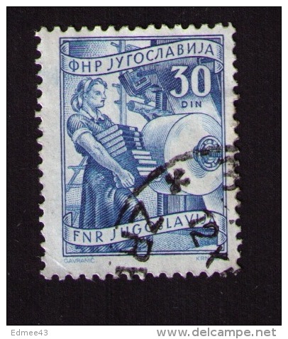 Timbre Oblitéré Yougoslavie, Profession, Imprimerie, 30, 1951 - Altri & Non Classificati