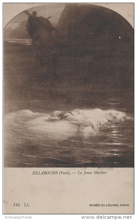 Künstlerkarte AK P. Delaroche La Jeune Martyre Louvre Paris 745 - 1900-1949