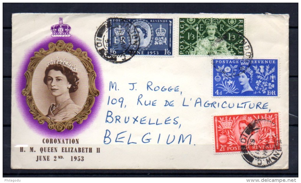 FDC, 1953   Couronnement Elisabeth II,   Yv.279 / 282, Cote SG 75 £ - ....-1951 Pre Elizabeth II