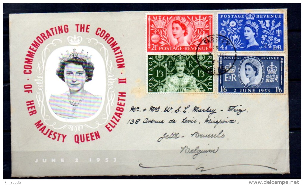 FDC, Couronnement Elisabeth II, 279 / 282, Cote SG 75 £ - ....-1951 Pre Elizabeth II