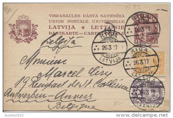 Latvija-Lettonie Pastkarte-Carte Postale Riga 1927 To Belgium PR756 MI P2 - Lettonie