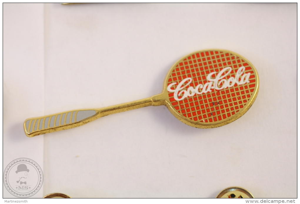 Rare Bdaminton Racquet Coca Cola Advertising - Signed Boussemart France - Pin Badge #PLS - Coca-Cola