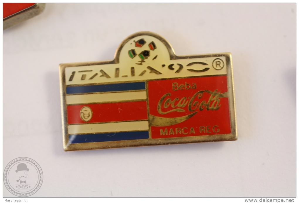 Italy 1990 FIFA World Cup - Flag Of  Costa Rica - Coca Cola Pin Badge #PLS - Coca-Cola