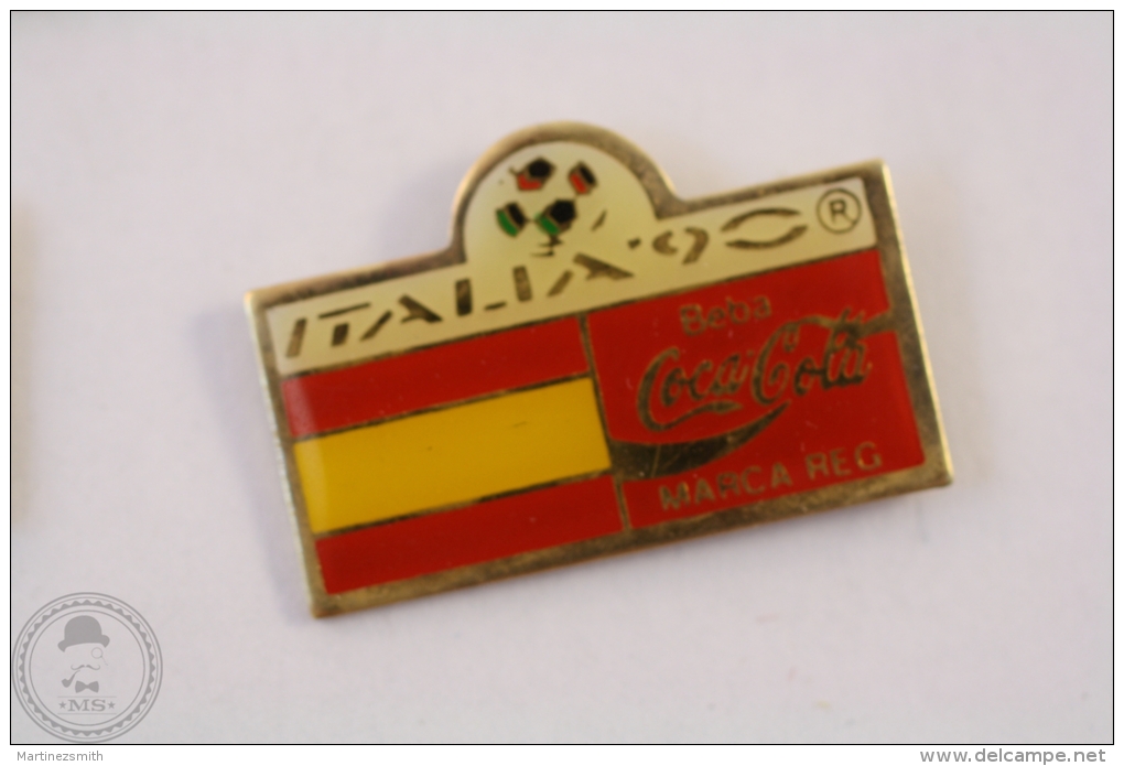 Italy 1990 FIFA World Cup - Flag Of Spain - Coca Cola Pin Badge #PLS - Coca-Cola