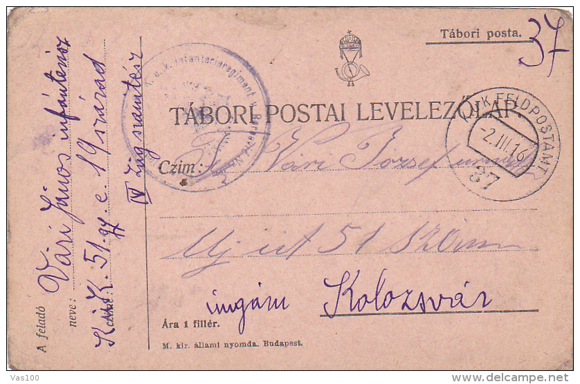 FELDPOSTAMT, INFANTERIE REGIMENT NO.61, 1916, WW1 - Guerre Mondiale (Première)