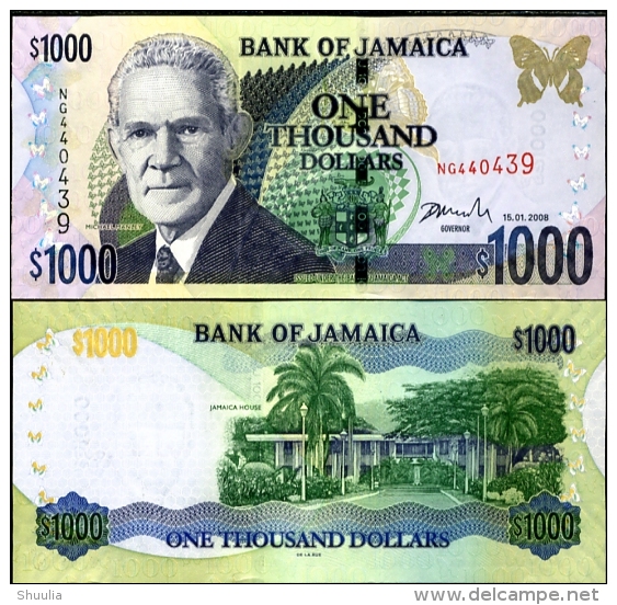 Jamaica 1000 Dollars 2008 Pick 86 UNC - Jamaique